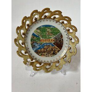 Vintage Red River N.M. Souvenir Plate With Gold Trim